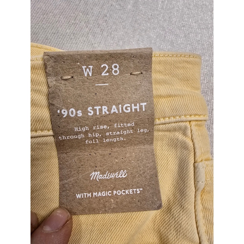 Madewell 90s Straight Leg Jeans Yellow High Rise Magic Pockets Size 28 new - Picture 4 of 8
